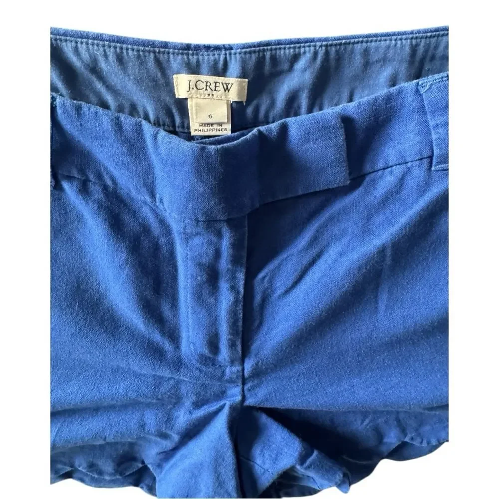 J. Crew Women's Blue Scalloped High Waist Shorts